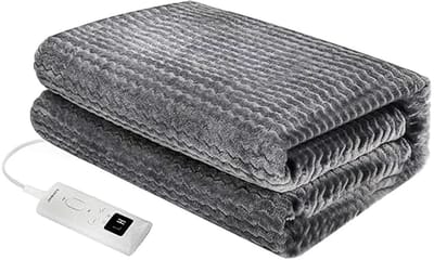 Linkforu - Machinewasbaar - Elektrische Verwarmd Onderdeken – Plaid - 9 Verwarmingsniveaus – 1.60 x 1.30 mtr. - 220 Volt - Grijs