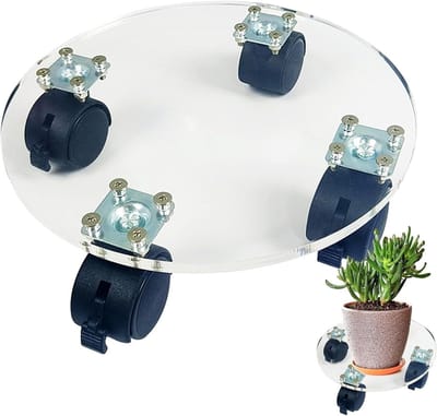 Plantenonderzetter met wielen - Plantentrolley bloempot - Verplaatsen van planten - Stille en vloervriendelijke wielen - Tot 65 kg - Transparant