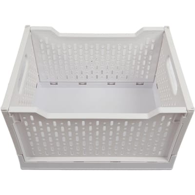 Paniers en Plastique Pliables Empilables Multifonctionnels Portables Caisses de Rangement en Plastique Creux Organisateur white