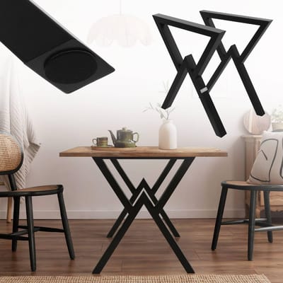 2 tafelpoten B60xH72 cm Tafellopers X-vormig staal met poedercoating zwart ML-Design