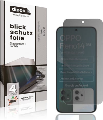 dipos – Matte Privacy Screenprotector geschikt voor Oppo Reno14 5G | Anti-Spy Beschermfolie