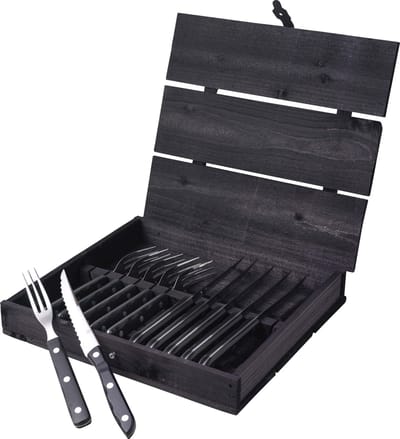 Gense Old Farmer Black Steakbestek 12 delen Zwart/Staal
