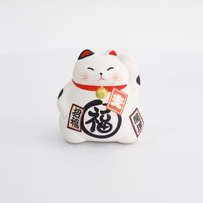 Tokyo Design Studio - Lucky Cat Beeldje - Wit - 9 cm