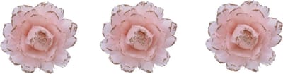 4x stuks decoratie bloemen lichtroze met veertjes op clip 11 cm - Decoratiebloemen/kerstboomversiering/kerstversiering
