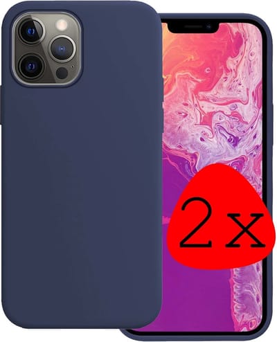 Hoesje 2 Stuks - Geschikt voor Apple iPhone 14 Pro - Sterk & Shockproof - Case Siliconen - Back Cover - Telefoon Hoes - Donkerblauw