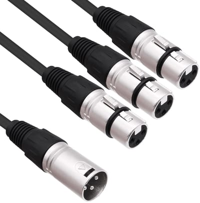 Audio Splitter Y-kabel voor Microfoon en Mixer - 3-in-1 XLR Adapter voor Geluidsapparatuur, 0.6M Lengte