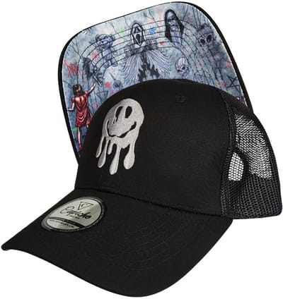 Capiche® Trucker Pet – Muurtekening – Zwart – Verstelbaar met Druksluiting – Trucker Pet Mannen – Wall Drawing