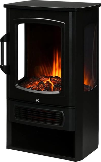 Thuys – Sfeerhard Elektrisch – Tafelhaard – Voor Binnen & Buiten – Met Schouw – 45x30x75 cm – Realistische Led Vlammen – Zwart