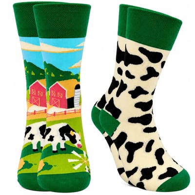 Tutti Footi - 2 paar Sokken 'Koe & Boerderij' - maat 36-40 - Grappige dames sokken met koeienprint