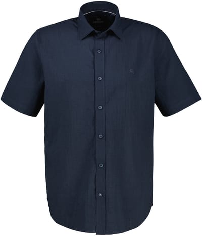 LERROS Overhemd met korte mouwen en kreukeleffect, grote maten , Maat: 3XL , Kleur: CLASSIC NAVY , 99% katoen, 1% elastaan