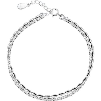 925 Sterling Zilveren Kettingarmband Voor Vrouwen Dubbele Laag Kralen Armband Fijne Sieraden Cadeaus white