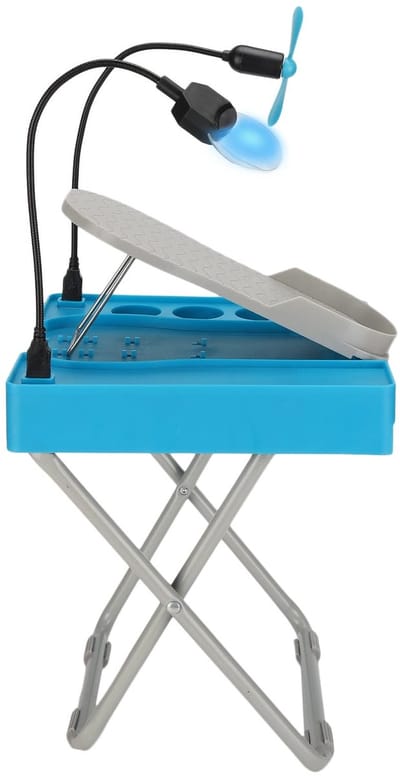 Dailygoods- Pedicurestation Hoogte Verstelbaar - Opvouwbare Voetsteun - Vergrootglas - Droogventilator - Draagbaar - Stabiel - Pedicurebank