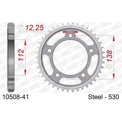 Stalen tandwiel Afam 530 41 dents