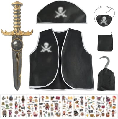 Kinderen Piratenkostuum met Accessoires - Compleet Set voor Piraten Rollenspel, Halloween en Verjaardagen