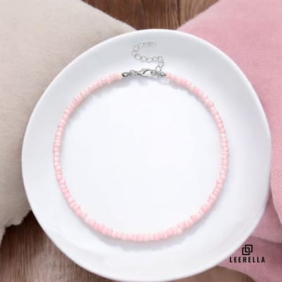 Leerella Choker Multikralen Roze 30+10 cm - Kralenketting Dames - Verstelbare Kralenketting - Trendy & Stijlvolle Halsketting - Perfect Cadeau voor Elke Gelegenheid
