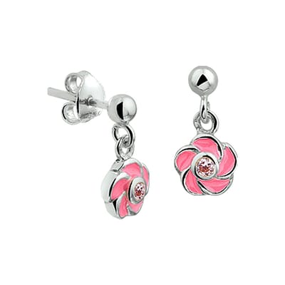 TFT Oorhangers Bloem Zirkonia Zilver Gerhodineerd Glanzend 14 mm x 7 mm