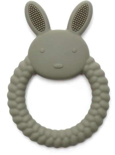 Snufie Konijn Bijtring – 100% Siliconen – Baby Speelgoed – Kraamcadeau – Babyshower Cadeau – BPA-vrij – Vanaf 3 maanden – Salie Groen