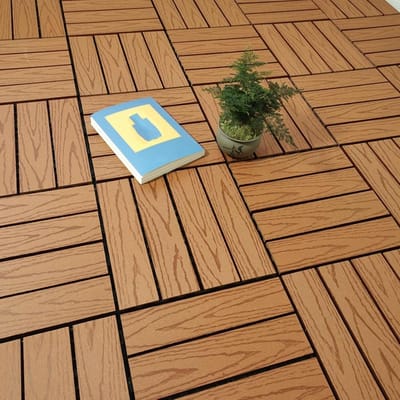 Terrastegels Houtcomposiet - Vloertegels Tuin - Buiten Vloeren - In elkaar grijpend Kliksysteem - 11 stuks - Houtkleur