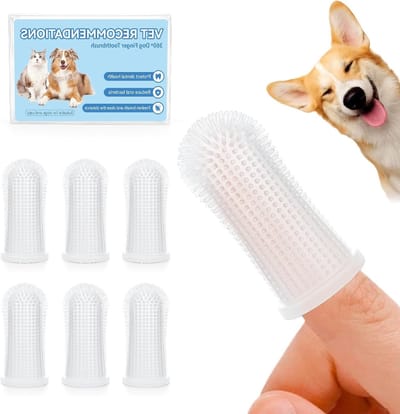 Complete Tandverzorgingsset voor Honden en Katten, 360º Reinigingsborstel met Silicone Vingerborstel voor Gezonde Tanden en Frisse Adem