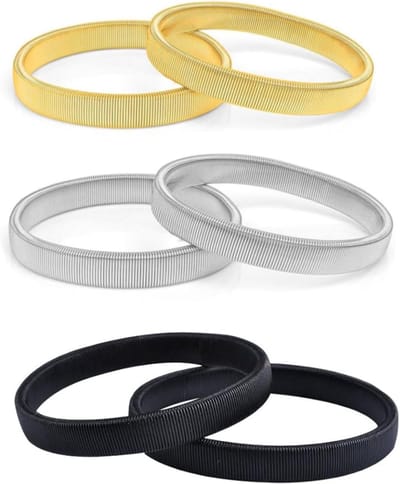 3 paar mouwhouders voor dames en heren, antislip metalen armband met elastische pasvorm, hemdhouder voor shirts met lange mouwen en blouses, voorkomt wegglijden van de mouwen, zilver, goud