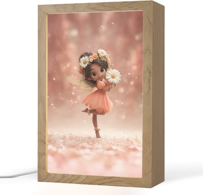 Nachtlampje 20x30 cm - Kinder lampje - Bloemenfee - Roze - Meisje - Tafellamp kinderkamer - Slaapkamer lamp - Bedlamp kinderen - Kinderlampje stopcontact - Wandlamp babykamer - Nachtlampjes