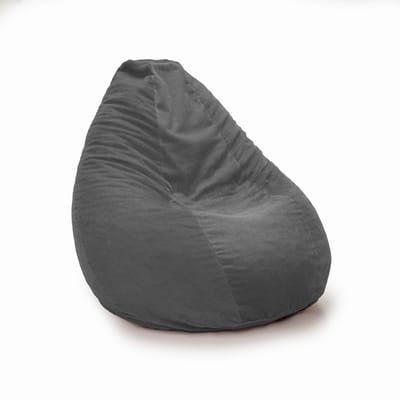 Drop & Sit - compacte zitzak - trendy rib (corduroy) - grijs - 180L met uitneembare binnenzak