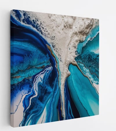 Saammp Canvas Schilderij - Turqoise - Blauw - Abstract - 20x20 - Foto op canvas - Wanddecoratie - Muurdecoratie Woonkamer - Slaapkamer decoratie - Canvas Print