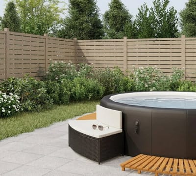 Whirlpool edging, weatherproof frame, pool cover, black, poly rattan and solid acacia wood-Mobili Bella