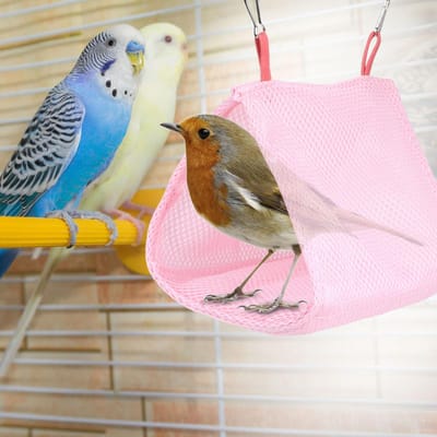 Zomer Ademend Mesh Huisdier Vogel Papegaai Nest Hangmat Bed Hamster Huis Kooi Speelgoed Pinkish gray