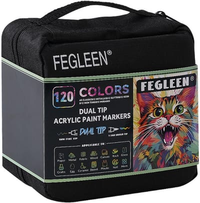 Acrylmarkerset - 120 kleuren - dubbele punt en sneldrogend - voor schilderen, tekenen en graffiti
