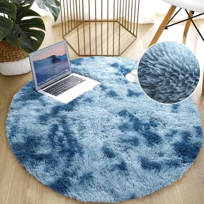 Rond Tapijt Voor Woonkamer Kamer Pluizig Dik Bed Ruimte Tapijten Pluche Zachte Textuur Antislip Cirkel Vloerkleden Tie Dyeing Velours Mat Diameter 60cm