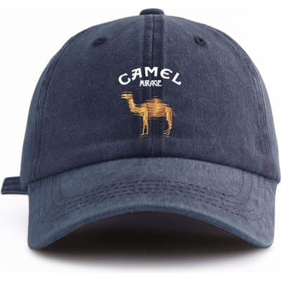 1 stuks CAMEL Print Gewassen Baseballpet voor Volwassenen, Minimalistische Retro Stijl Casual Zachte Verstelbare Papa Hoed, Perfect Als Cadeau marineblauwe kleur