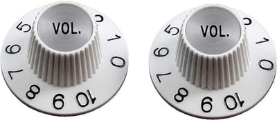 Allparts PK3244025 Wit Witch Hat Volumeknoppen voor Amerikaanse Split Shaft Potmeters - Set van 2