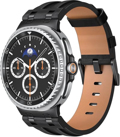 Strap-it Solide leren bandje geschikt voor Samsung Galaxy Watch 9 (40/44mm) / Watch 8 (40/44mm) / 8 Classic (46mm) – comfortabel, verstelbaar, premium design – Zwart