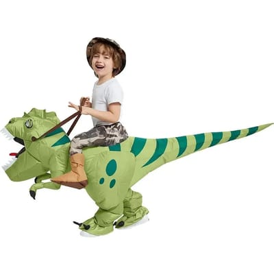 Nouveau Costume Gonflable Vert Dinosaure Drôle Enfant Adulte Costume Cosplay Déguisement Enfants Fête Thème Halloween Vacances One Size beige