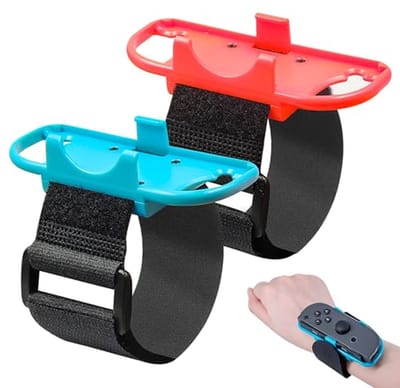 Verstelbare elastische dansarmbanden voor Just Dance - 2-pack - Rood en Blauw