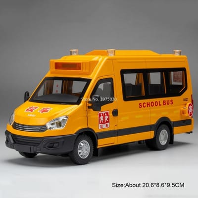 1:24 Legering Diecast Schoolbus Auto's Speelgoed Modellen Wielen Stuur Miniatuur Ambulance Met Licht Muziek Voertuig Voor Kinderen's Edutainment