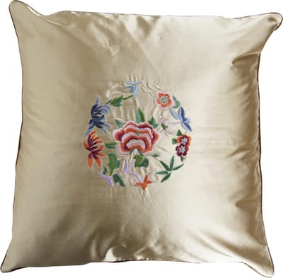 Fine Asianliving Chinese Kussen Beige Bloemen 45x45cm