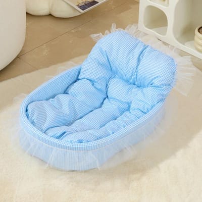 Huisdierbenodigdheden Alle Seizoenen Universeel Kattenbed Hondenbed Plakhaar Kleine Huisdier Kleine Hond Licht en Zacht Beddengoed 60 * 40 * 13cm blauw