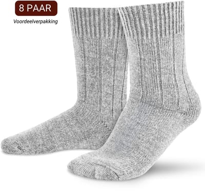 Sukats® Alpaca Sokken - Wollen Sokken - Warme Sokken - 8 Paar - Maat 35-38 - Grijs - Verwarmde Sokken - Wintersokken - De Moderne Geitenwollen Sokken Dames