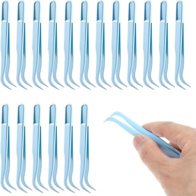 18 stuks plastic pincetten, meerkleurige pincetten, set pincetten, kunststof pincetten, knutselen, gebogen plastic pincetten voor knutselen, thuis, doe-het-zelf puzzelaccessoires, kralen, modelbouw