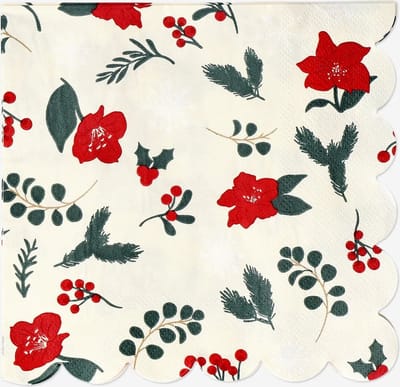 Servetten Kerst - kerstdag - kerstontbijt - bloemen - 16 stuks - 33 x 33 centimeter