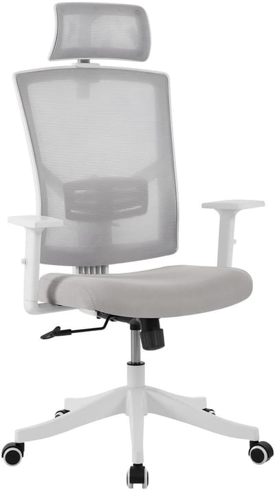 Allero Bureaustoel - Ergonomische Bureaustoel - Bureaustoelen Voor Volwassenen - Mesh - Grijs - Zwenkwielen - 159kg - Verstelbaar