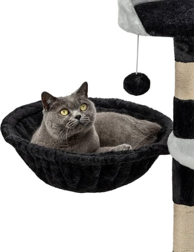 lionto Katten ligmand set, 2x krabpaal mand Ø40 cm M8 15 cm zwart