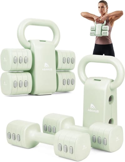 Verstelbaar Kettlebell Set, 4-in-1 Dumbbell Set met Kettlebell Grip Converter, 5.5 kg, Ideaal voor Krachttraining en Thuis Workout