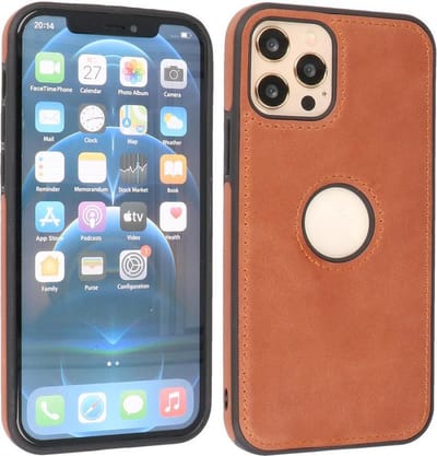 Giuliano - Leren Backcover - Telefoonhoesje - Voor iPhone 12 - iPhone 12 Pro - Cognac