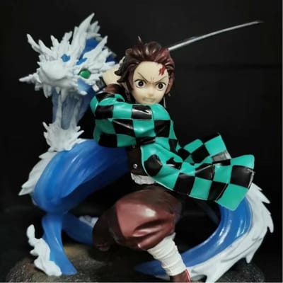 Figurine Tanjiro Demon Slayer 20cm GK Style Dragon d'Eau Statue d'Action Modèle de Collection Anime Jouet Décoration de Bureau Cadeau pour Fan d'Anime blue
