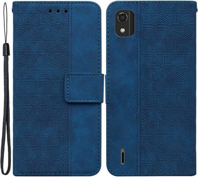 Coverup Hoesje - Geschikt voor Nokia C2 2E Hoesje - Coverup Geometric Book Case - Blauw