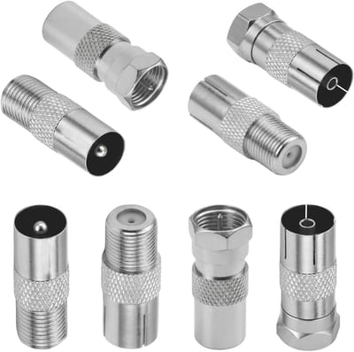 F-Type naar Coax Adapterset - 8 Stuks TV-Antenneconnectoren voor Satelliet, HDTV, Modem en AV-Audio Apparatuur