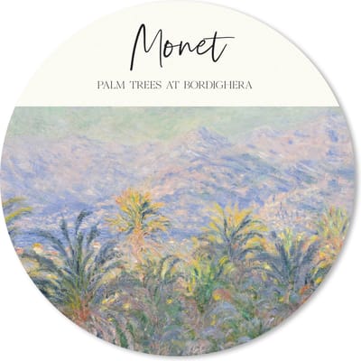 Muismat rond 20x20 cm - Mousepad Schilderij - Palm trees at Bordighera - Monet - Ronde muismatten